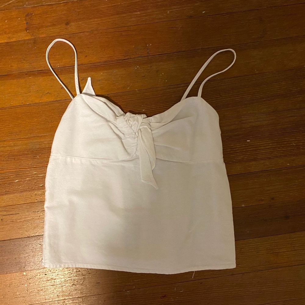 White tie-front top